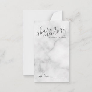 'Deel een geheugen' Elegant Marble Script Wedding Advieskaart
