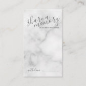 'Deel een geheugen' Elegant Marble Script Wedding Advieskaart (Voorkant)