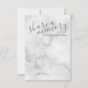 'Deel een geheugen' Elegant Marble Script Wedding Advieskaart