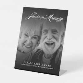 Deel een geheugen elegante script memorial foto reclamebord met voetstuk