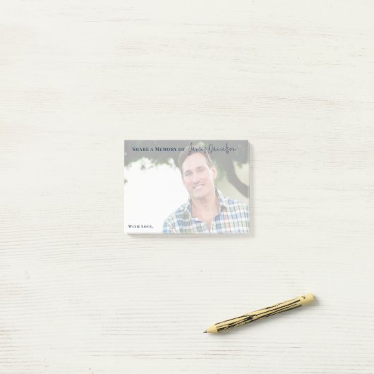 Deel een geheugen Modern Script Photo Funeral Post-it® Notes (Op bureau)