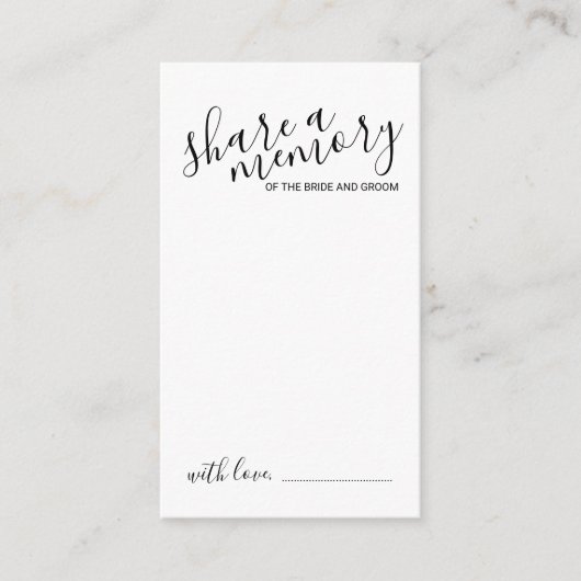 'Deel een Geheugen' Moderne Manuscript Weddenschap Advieskaart (Voorkant)
