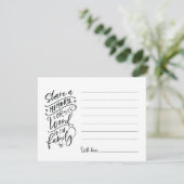 Deel een geheugen of een woord aan de kaart van he (Staand voorkant)