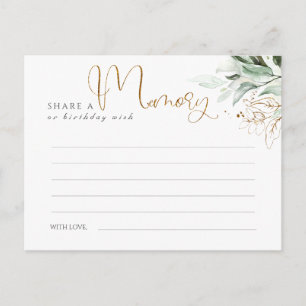 Deel een Geheugen of Verjaardagswens Goud en groen Briefkaart