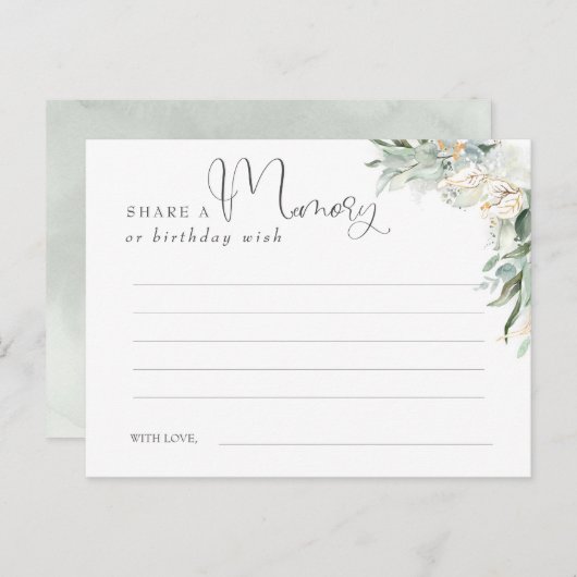Deel een Geheugen of Verjaardagswens Goud en groen Briefkaart (Voorkant / Achterkant)