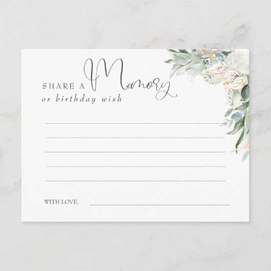 Deel een Geheugen of Verjaardagswens Goud en groen Briefkaart (Voorkant)