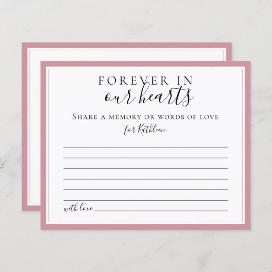 Deel een herinnering Eenvoudige rouwkaarten (Voorkant / Achterkant)