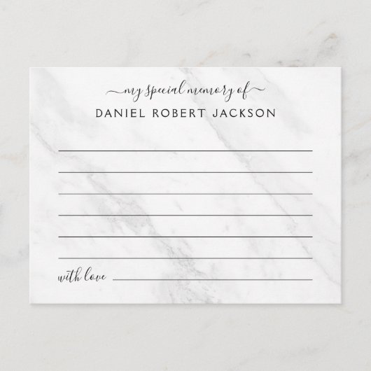 Deel Een Herinnering Foto Begrafenis Wit Marmer Briefkaart (Voorkant)