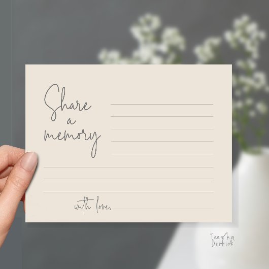 Deel een herinnering Rouwdienst Modern Script kaar Briefkaart