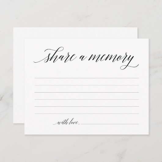 Deel een herinnering sympathie, Memorial Note Kaar Kaart (Voorkant / Achterkant)