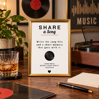 Deel een lied vinylplaat verjaardagsherinnering poster