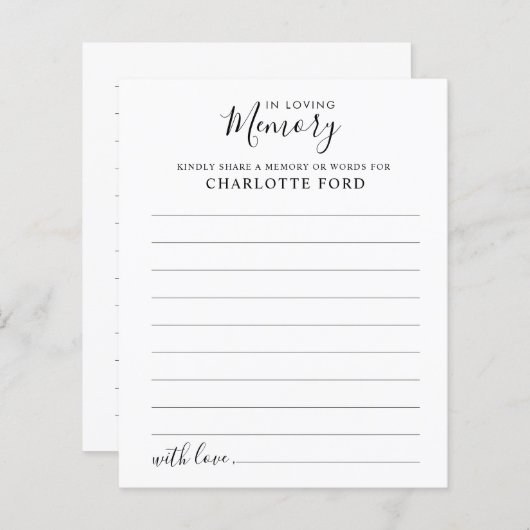 Deel een Memory Funeral Service Attendance Kaart (Voorkant / Achterkant)