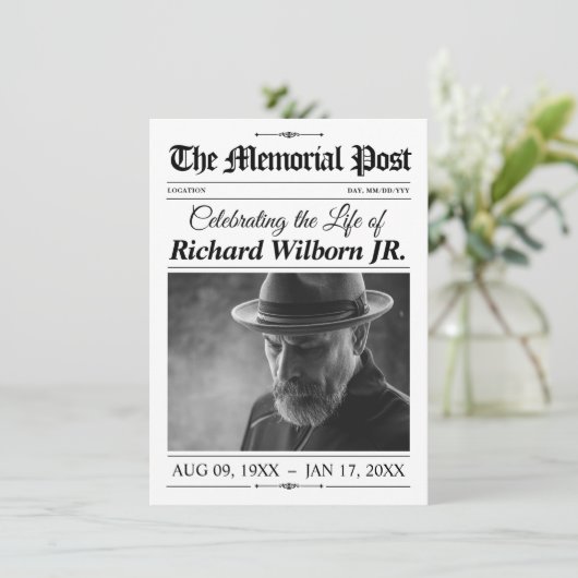 Deel een Memory Kaart Funeral Memorial Krant (Staand voorkant)
