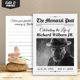 Deel een Memory Kaart Funeral Memorial Krant