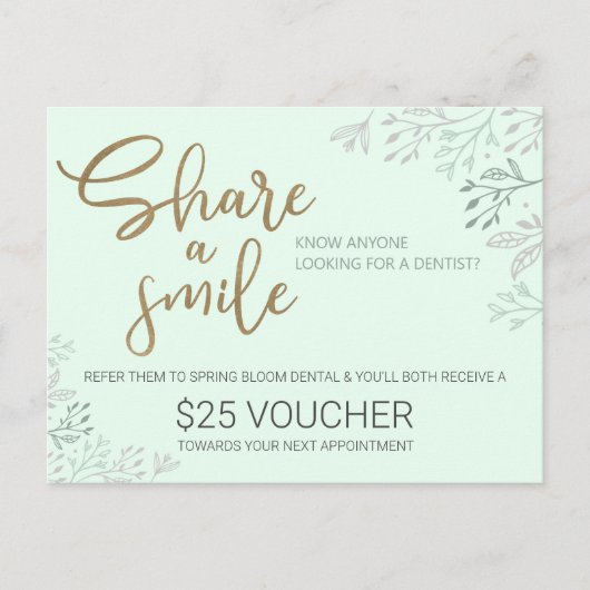 Deel een Smile Dental Reference Program Briefkaart (Voorkant)