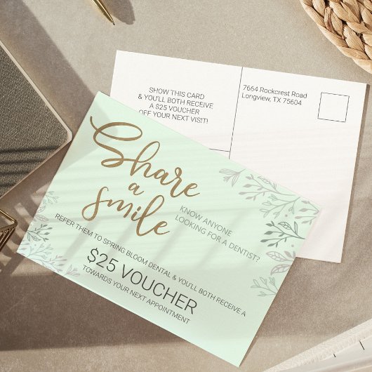 Deel een Smile Dental Reference Program Briefkaart