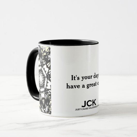 Deel een's caleidoscoop art vier mok (Voorkant links)