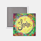 Deel  geel bloementrendy Inspirerend Magneet (Voorkant / Achterkant)