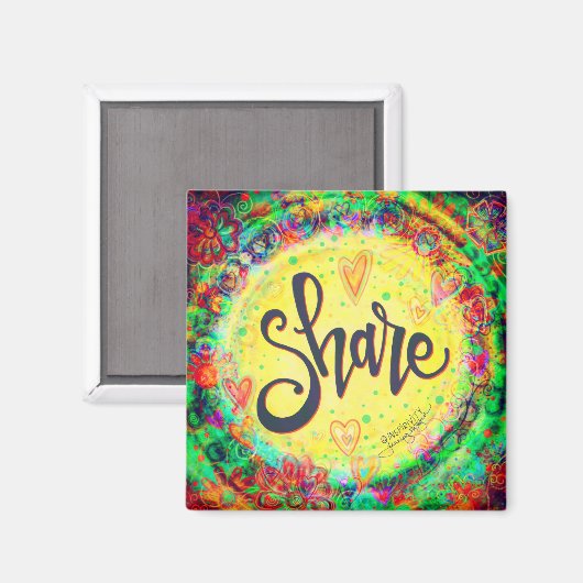 Deel  geel bloementrendy Inspirerend Magneet (Voorkant / Achterkant)