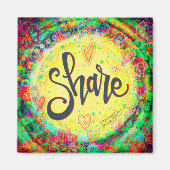 Deel  geel bloementrendy Inspirerend Magneet (Voorkant)