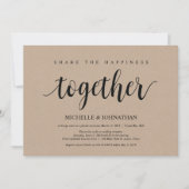 Deel geluk Trouw Elopement Uitnodigingskaart Kaart (Voorkant)