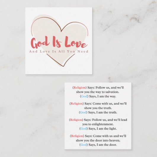 Deel Gods liefde Evangelie Tractaat Oproepkaart Contactkaartje (Voorkant / Achterkant)