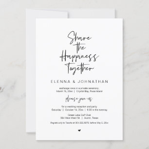 Deel het geluk, Black, Wedding Elopement Kaart