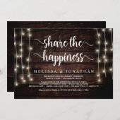 Deel het geluk, Rustieke Elopement Feest Kaart (Voorkant / Achterkant)