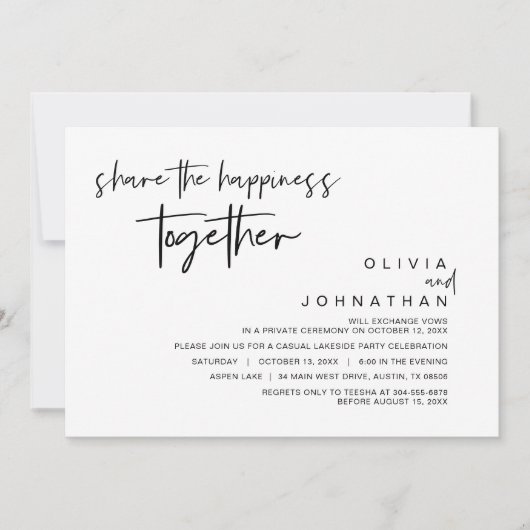 Deel het geluk samen, Elopement Party Kaart (Voorkant)