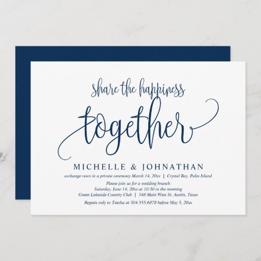 Deel het geluk samen, Trouwen zonder publiek  I Kaart (Voorkant / Achterkant)