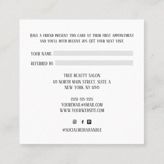 Deel het Love Simple Minimal Hearts-script Aanbevelingskaartje (Achterkant)