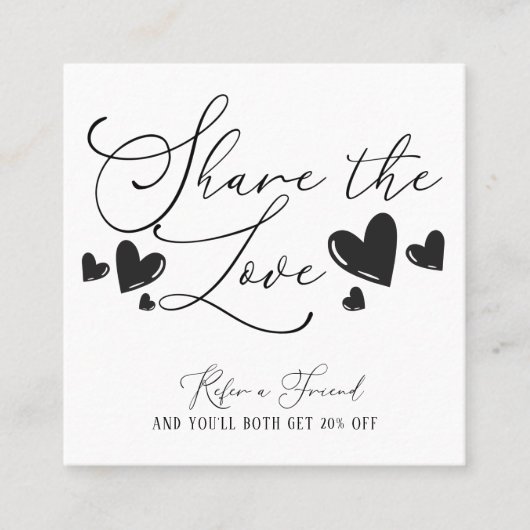 Deel het Love Simple Minimal Hearts-script Aanbevelingskaartje (Voorkant)