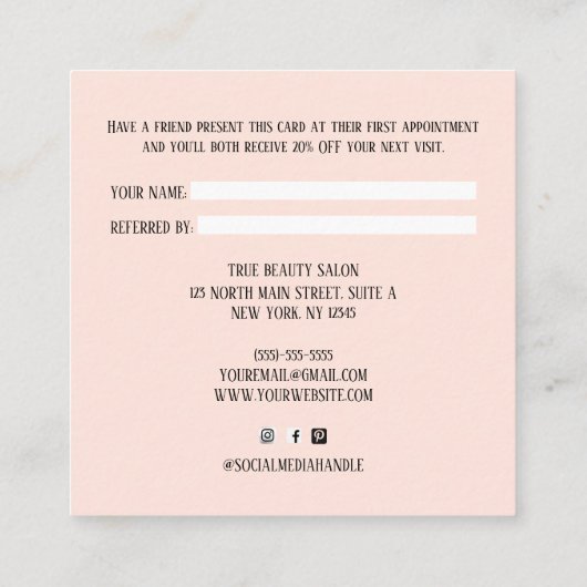 Deel het Love Simple Minimal Hearts-script Aanbevelingskaartje (Achterkant)