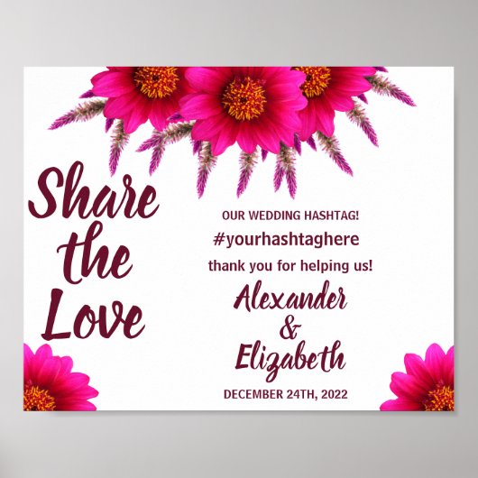 Deel het Paarse teken Love Social Media Wedding Poster (Voorkant)