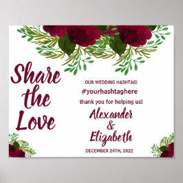 Deel het teken Love Social Media Wedding RedFlower Poster