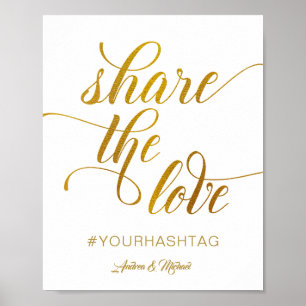 Deel het teken van de Hashtag Love Wedding   Goudo Poster