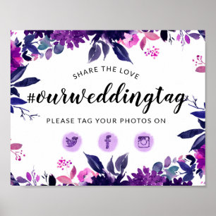 Deel het teken van de Hashtag Love Wedding Social  Poster