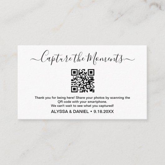 Deel Huwelijksfoto Momenten QR code  Informatiekaartje (Voorkant)