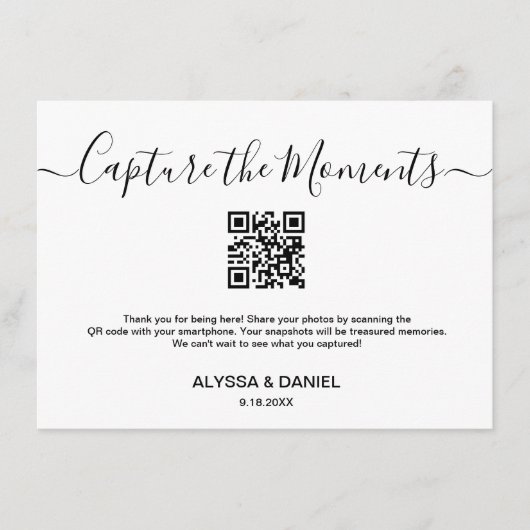 Deel Huwelijksfoto Momenten QR code Informatiekaartje (Voorkant)