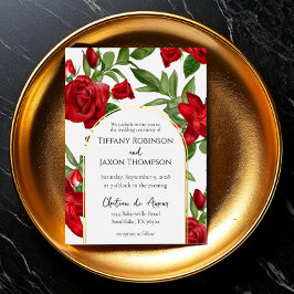 Deel II Mooie rode dubbele boog bruiloft echt Folie Uitnodiging