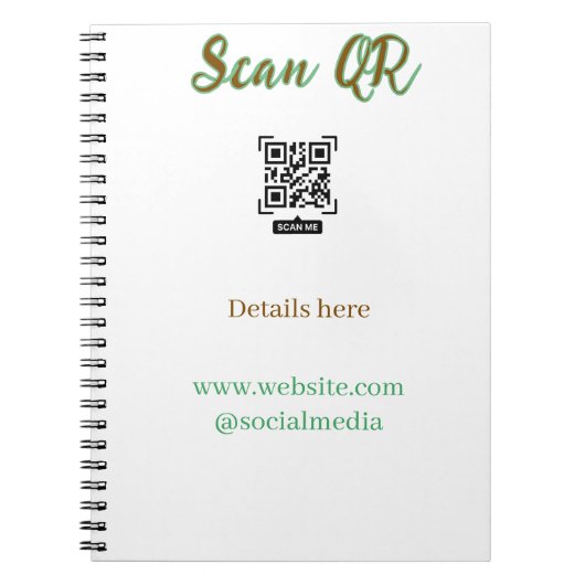 Deel je afbeelding scan QR-code website e-mail toe Notitieboek (Voorkant)