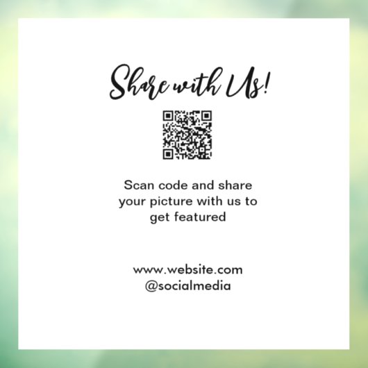 Deel je afbeelding scan QR-code website e-mail toe Raamsticker (Vel 3)