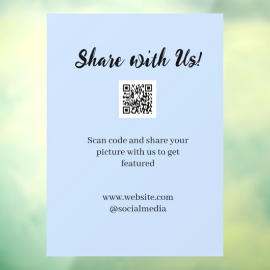 Deel je afbeelding scan QR-code website e-mail toe Raamsticker (Vel 3)