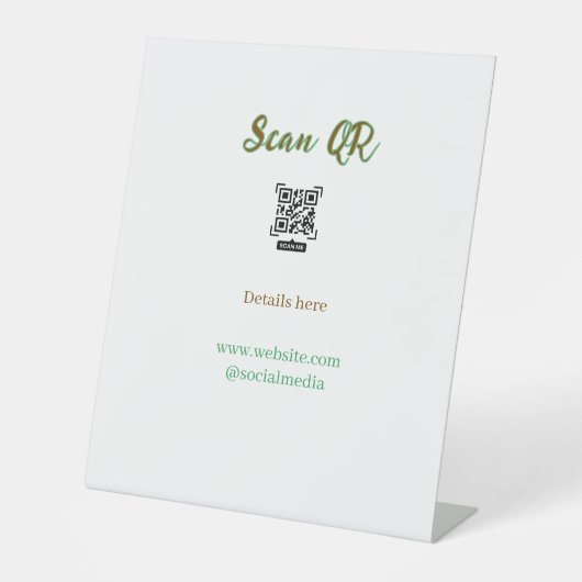 Deel je afbeelding scan QR-code website e-mail toe Reclamebord Met Voetstuk (Voorkant)