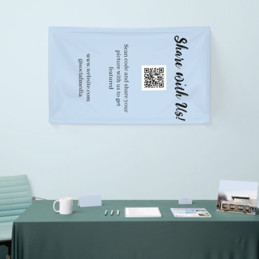 Deel je afbeelding scan QR-code website e-mail toe Spandoek (Beurs)