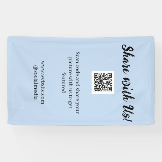 Deel je afbeelding scan QR-code website e-mail toe Spandoek (Horizontaal)