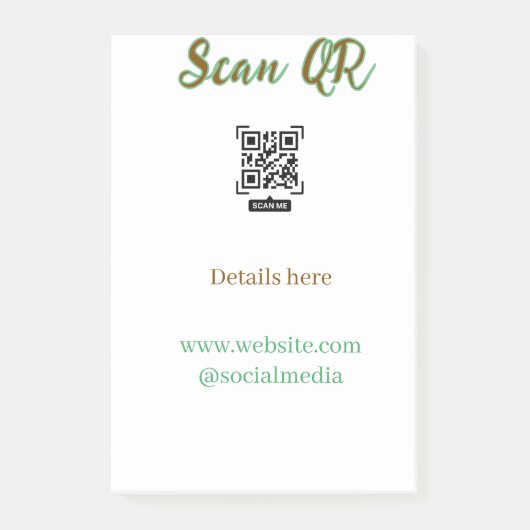 Deel je foto scan QR-code voeg website e-mail toe Post-it® Notes (Voorkant)
