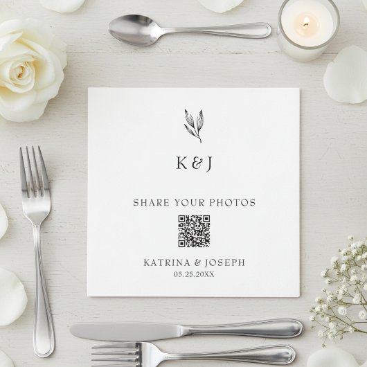 Deel je foto's QR-code botanische bruiloft Servet
