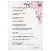 Deel je geschenken Inspirerend empowerment gedicht Klembord (Achterkant)