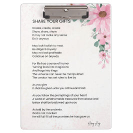 Deel je geschenken Inspirerend empowerment gedicht Klembord